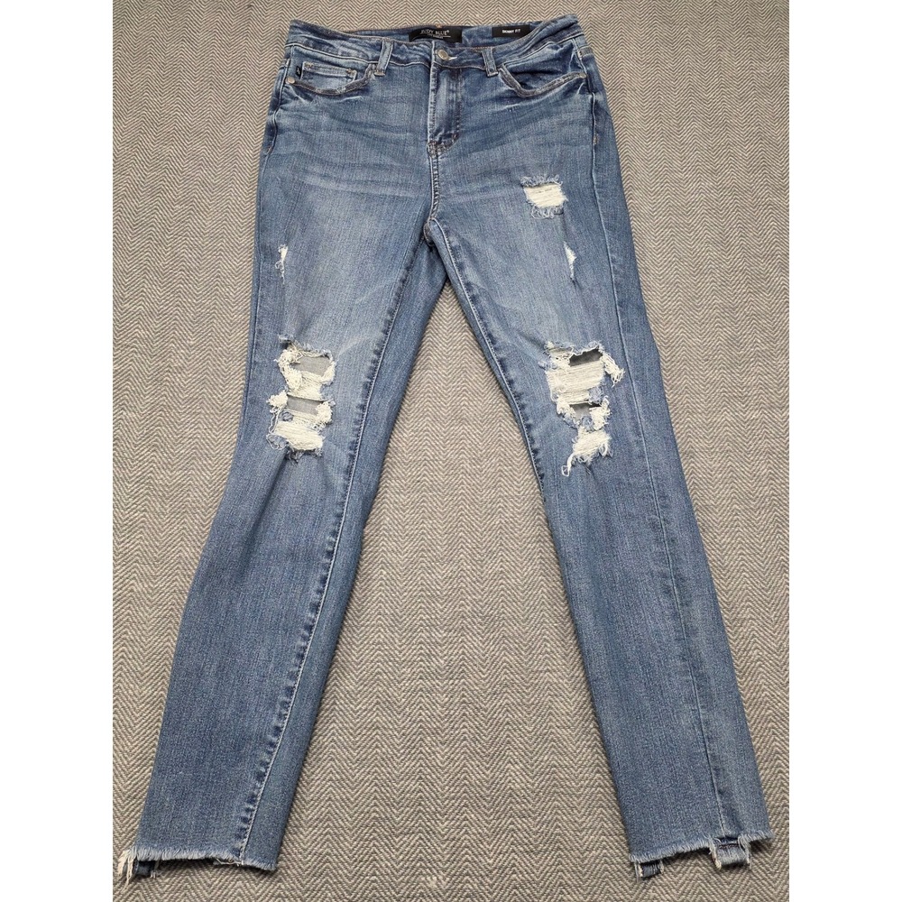 Judy Blue Los Angeles Womens Skinny Fit Distressed Jeans Size 7 28 Blue